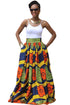 Sexy Colorful Floral African Print Navy Maxi Skirt